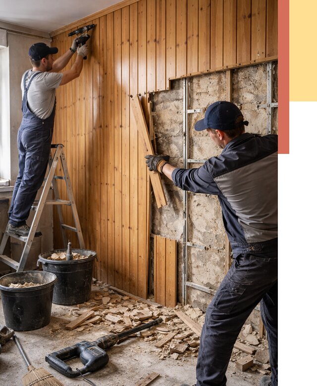 Демонтаж вагонки со стен в Карасук от 1473 руб. — снятие, удаление, срочно | ОТДЕЛОЧНИК-Кск