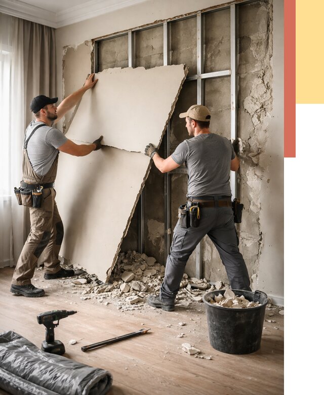 Демонтаж гипсокартона со стен в Карасук от 355 руб. — услуги демонтажа | ОТДЕЛОЧНИК-Кск