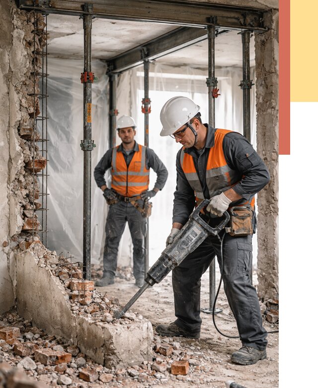 Снос несущих стен в Карасук от 10411 руб. — демонтаж несущей стены под ключ | ОТДЕЛОЧНИК-Кск