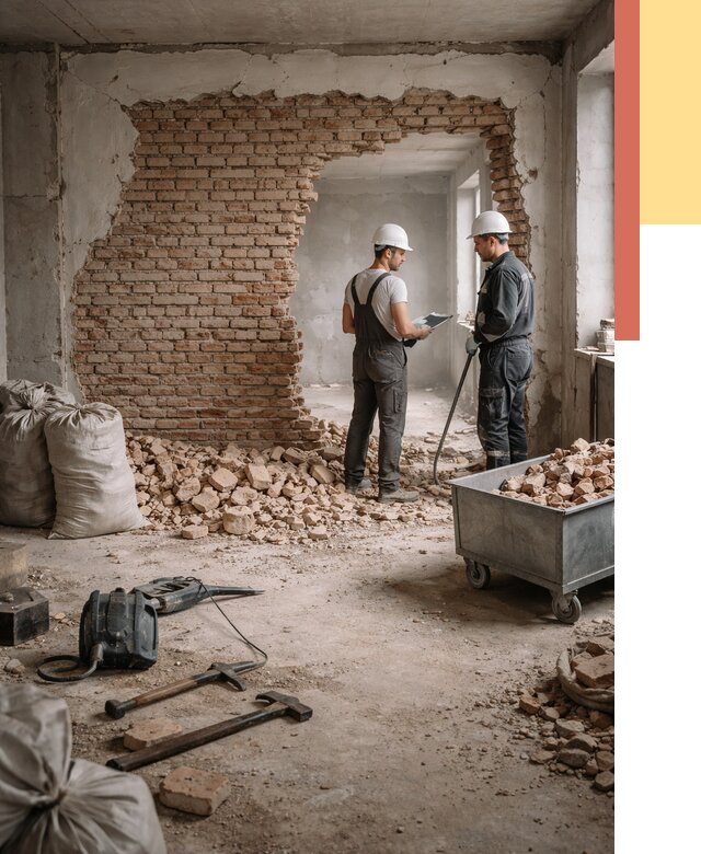 Демонтаж кирпичных стен в Карасук от 4266 руб. — быстро, недорого, под ключ | ОТДЕЛОЧНИК-Кск