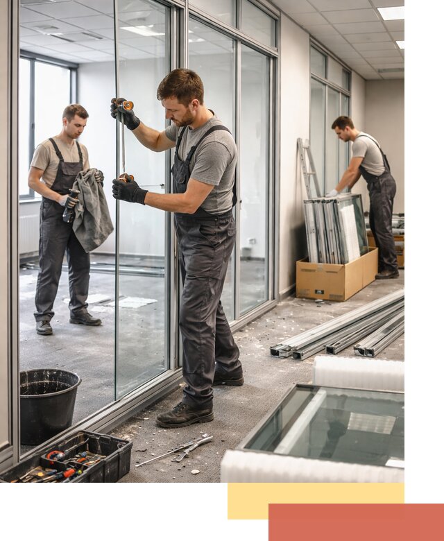 Демонтаж стеклянных перегородок в Карасук быстро и безопасно