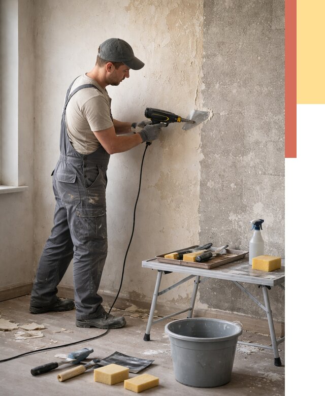 Очистка стен от клея в Карасук от 1879 руб. — снятие и удаление клея со стен | ОТДЕЛОЧНИК-Кск