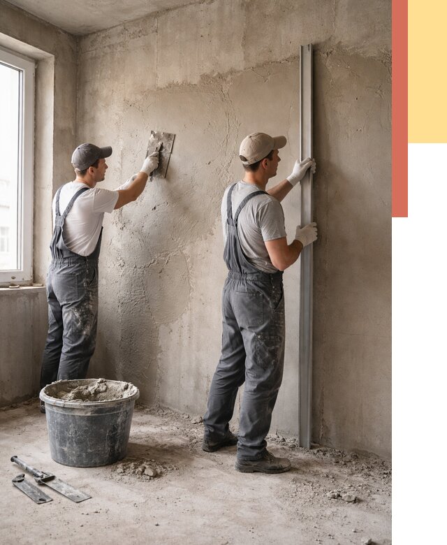 Штукатурка бетонных стен в Карасук от 4571 руб/м² — качественно и быстро | ОТДЕЛОЧНИК-Кск