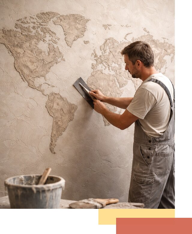 Декоративная штукатурка «Карта мира» под ключ в Карасук