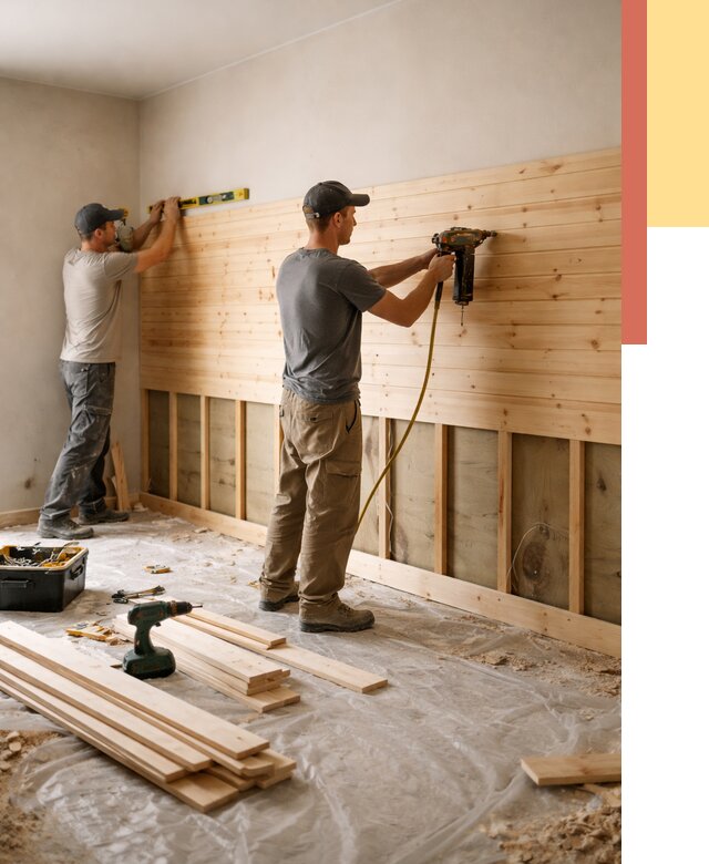 Монтаж деревянной вагонки на стены в Карасук от 7618 руб. | Услуги монтажа вагонки | ОТДЕЛОЧНИК-Кск