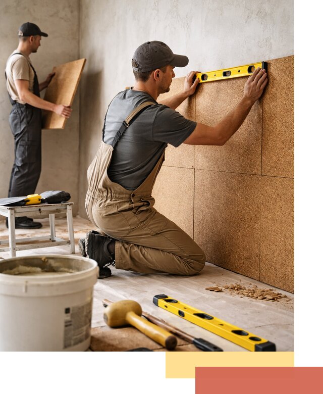 Монтаж пробковых панелей на стены в Карасук быстро и качественно