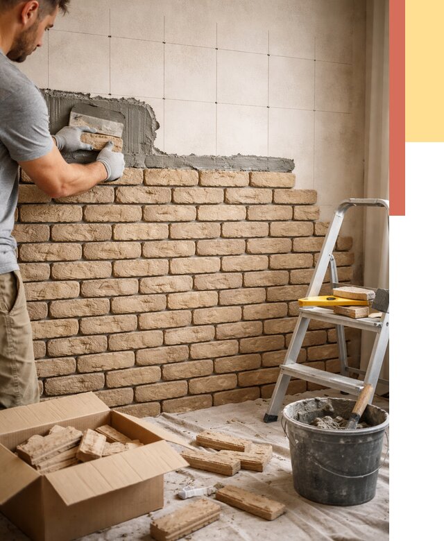 Монтаж декоративного кирпича в Карасук от 3250 руб./м² — быстро и недорого | ОТДЕЛОЧНИК-Кск