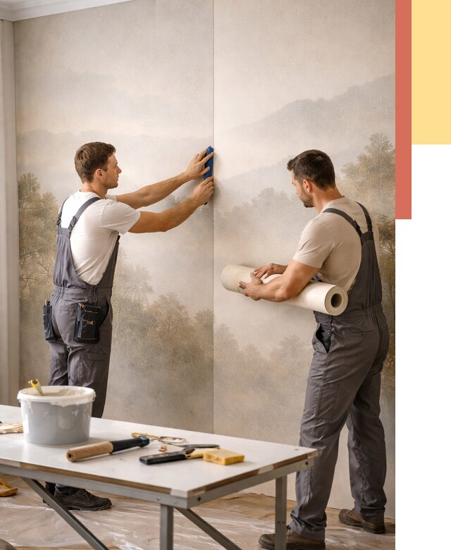 Поклейка фотообоев в Карасук от 8633 руб/м² — быстро и недорого | ОТДЕЛОЧНИК-Кск