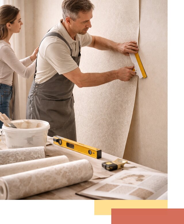 Поклейка обоев с подбором рисунка в Карасук