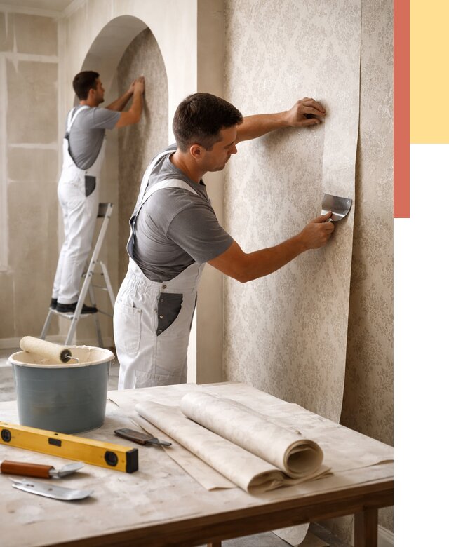 Поклейка обоев на сложные стены в Карасук от 2844 руб. под ключ | ОТДЕЛОЧНИК-Кск