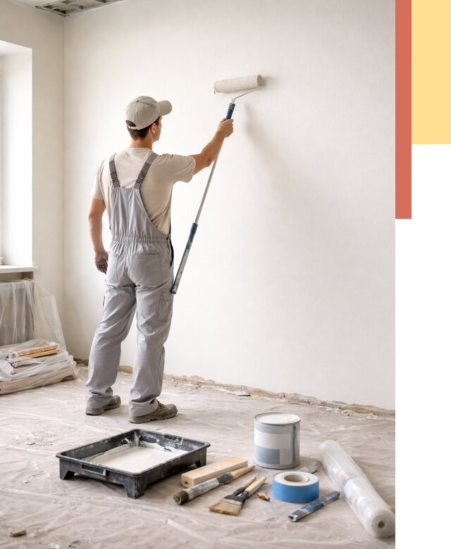 Покраска стен водоэмульсионной краской в Карасук от 457 руб. за м² | ОТДЕЛОЧНИК-Кск