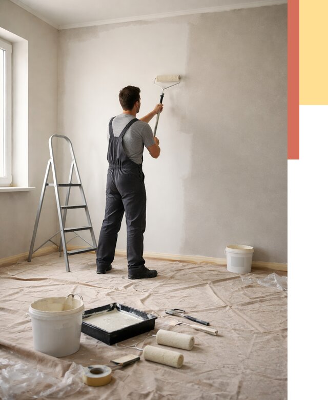 Покраска стен моющейся краской в Карасук от 355 руб./м² — быстро и недорого | ОТДЕЛОЧНИК-Кск