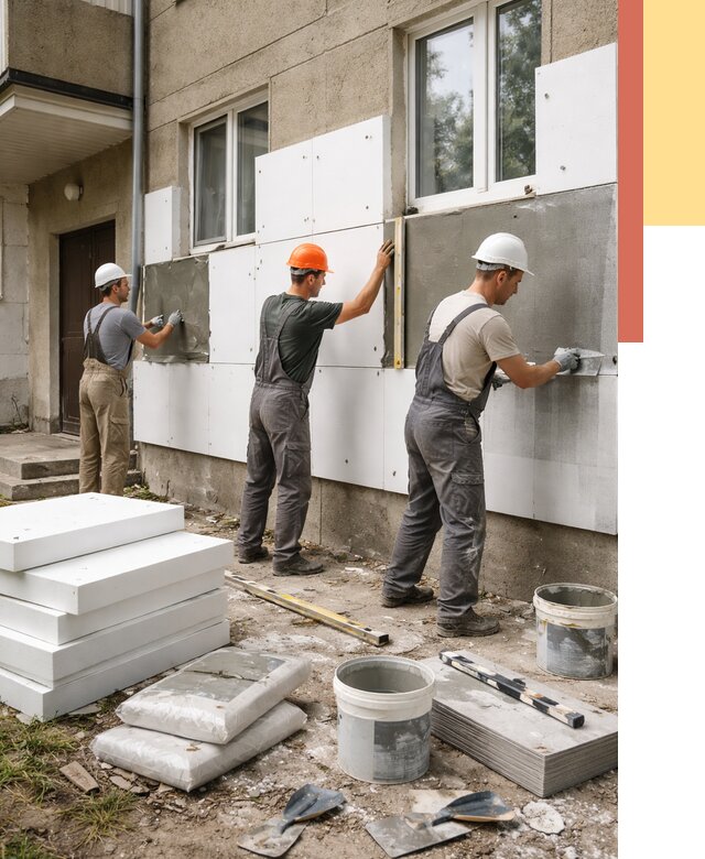 Утепление стен пенопластом в Карасук от 1777 руб. — недорого и под ключ | ОТДЕЛОЧНИК-Кск