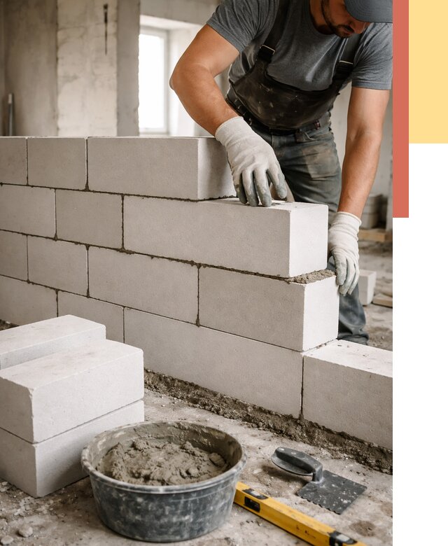 Кладка перегородок из силикатного блока в Карасук от 4063 руб. под ключ | ОТДЕЛОЧНИК-Кск