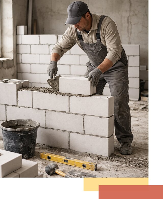 Кладка перегородок из силикатного блока в Карасук