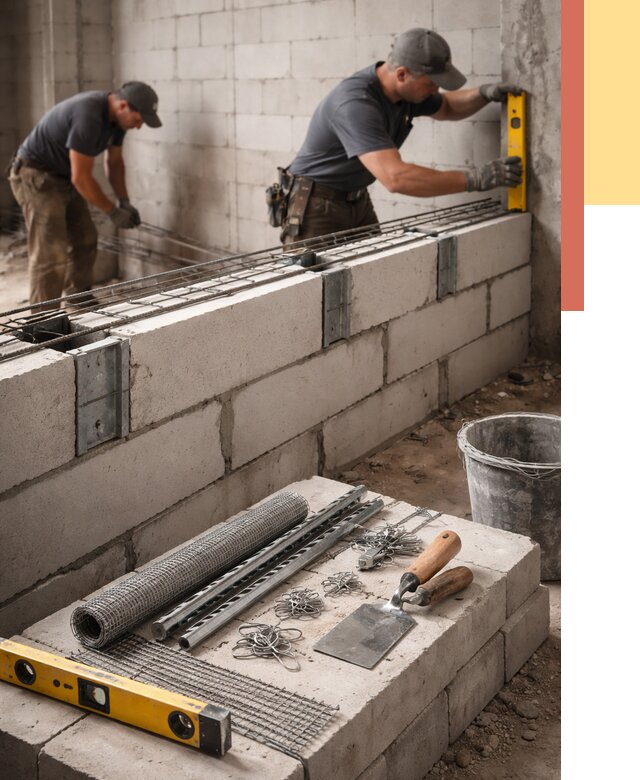 Армирование кладки перегородок в Карасук от 762 руб. под ключ | ОТДЕЛОЧНИК-Кск