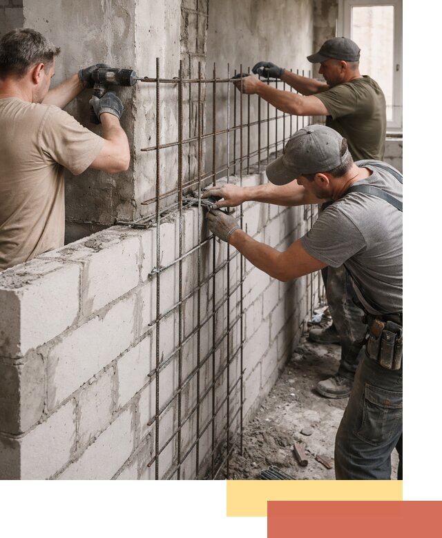 Армирование кладки перегородок в Карасук профессионально и надёжно