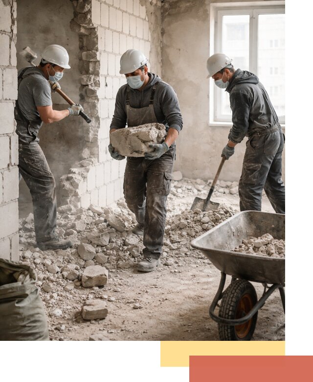 Демонтаж блочных перегородок в Карасук быстро и аккуратно