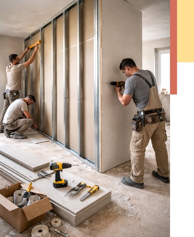 Монтаж однослойной перегородки из гипсокартона в Карасук от 660 руб. | ОТДЕЛОЧНИК-Кск