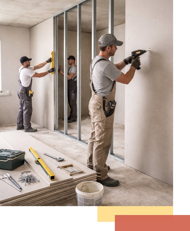 Однослойная перегородка из гипсокартона в Карасук под ключ, монтаж и отделка