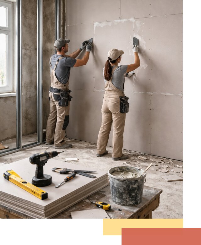 Монтаж двухслойной перегородки из гипсокартона в Карасук