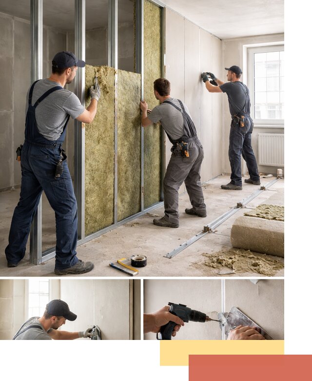 Перегородка из гипсокартона с шумоизоляцией в Карасук — монтаж под ключ