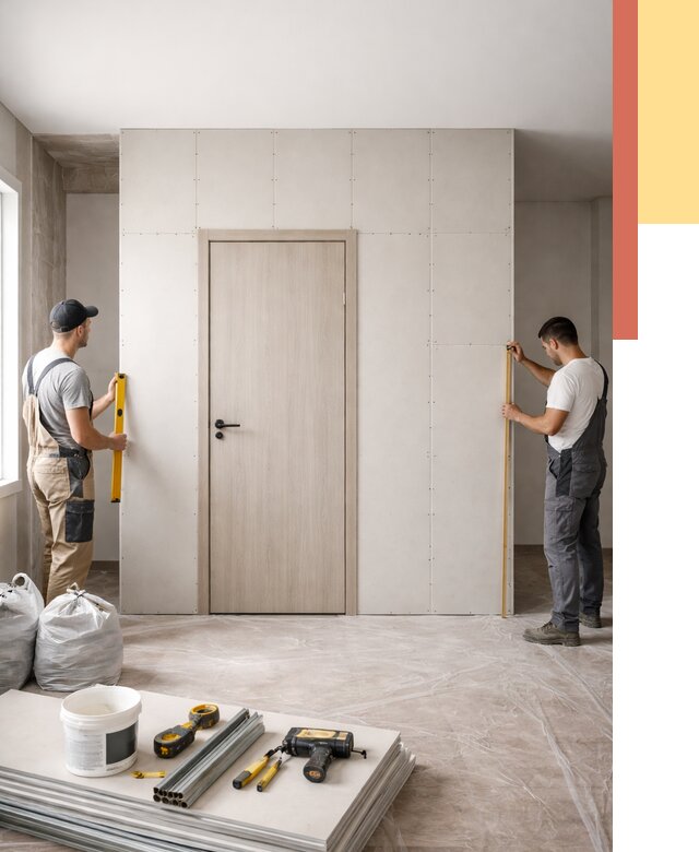 Перегородка из гипсокартона с дверью в Карасук от 4571 руб. под ключ | ОТДЕЛОЧНИК-Кск