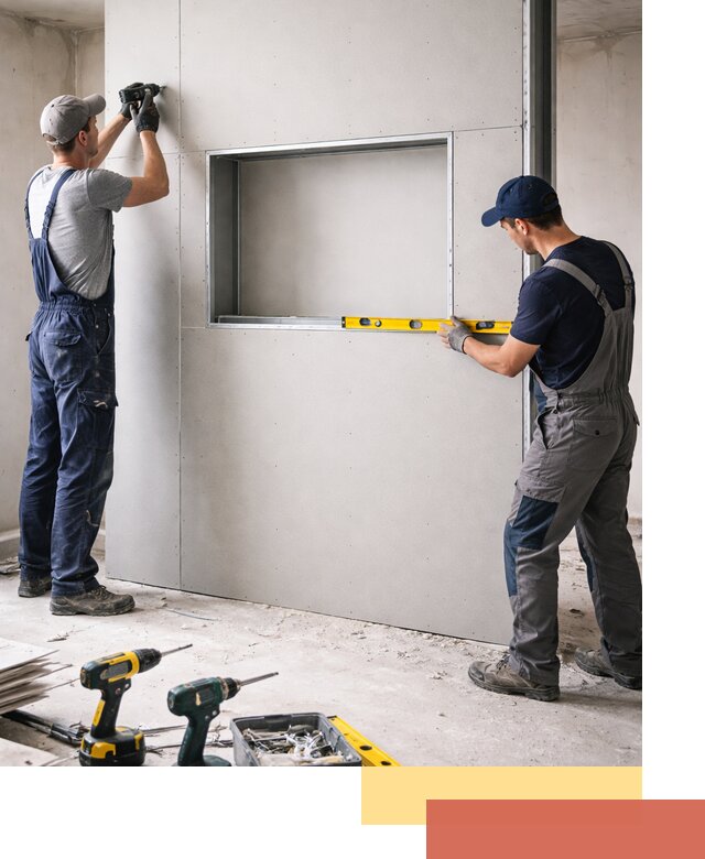 Перегородка из гипсокартона с нишей под декор в Карасук