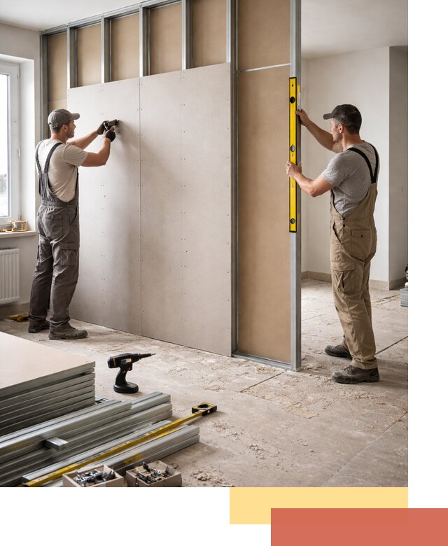 Зонирующая перегородка из гипсокартона под ключ в Карасук