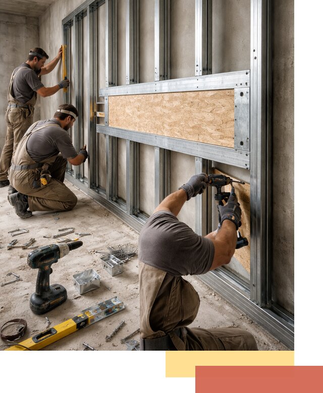 Усиленная перегородка для крепления тяжёлых конструкций в Карасук