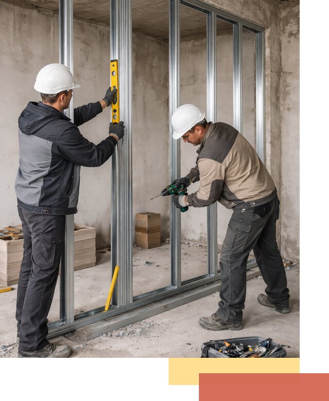 Монтаж каркаса перегородки из профиля в Карасук