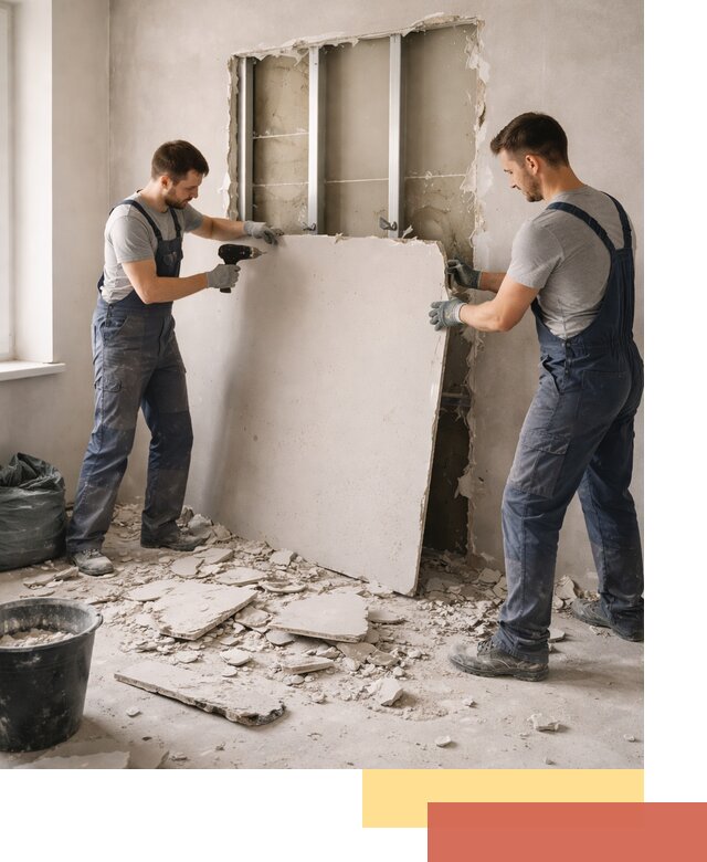 Демонтаж перегородки из гипсокартона в Карасук быстрый и аккуратный