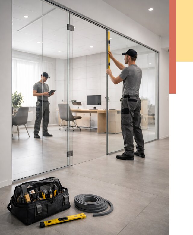 Цельностеклянные перегородки под ключ в Карасук от 9649 руб. — монтаж и цены | ОТДЕЛОЧНИК-Кск