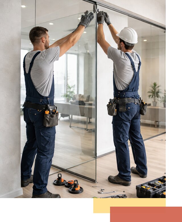 Безрамные стеклянные перегородки под ключ в Карасук