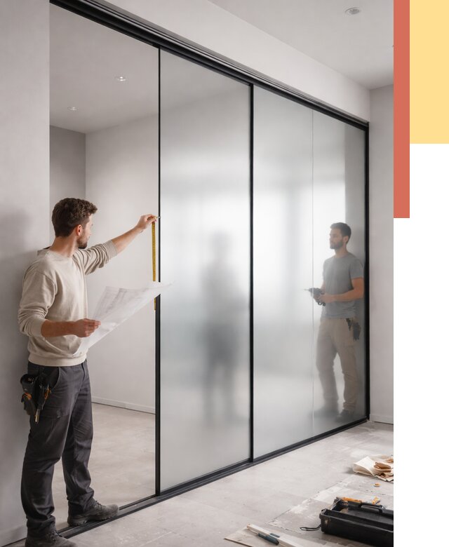 Матовые стеклянные перегородки в Карасук от 8633 руб. — монтаж и установка | ОТДЕЛОЧНИК-Кск