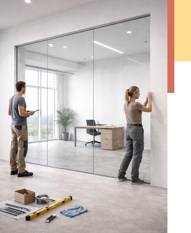 Перегородки из закаленного стекла в Карасук от 9649 руб. под ключ | ОТДЕЛОЧНИК-Кск