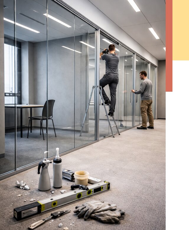 Стеклянные офисные перегородки в Карасук от 8633 руб. — монтаж и установка | ОТДЕЛОЧНИК-Кск