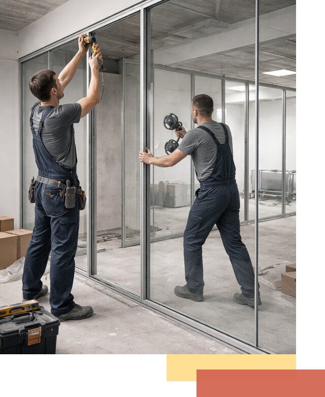 Алюминиевые перегородки со стеклом в Карасук — изготовление и монтаж