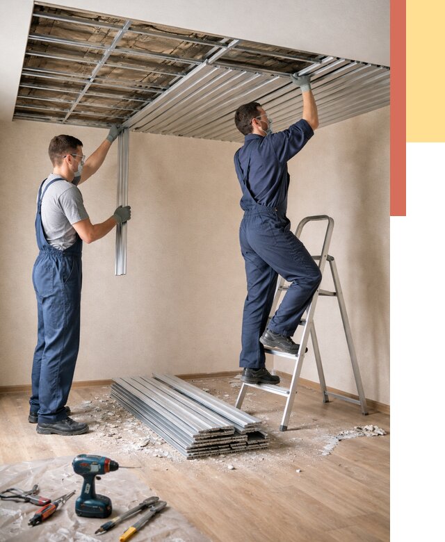 Демонтаж реечного потолка в Карасук от 4571 руб. быстро и недорого | ОТДЕЛОЧНИК-Кск