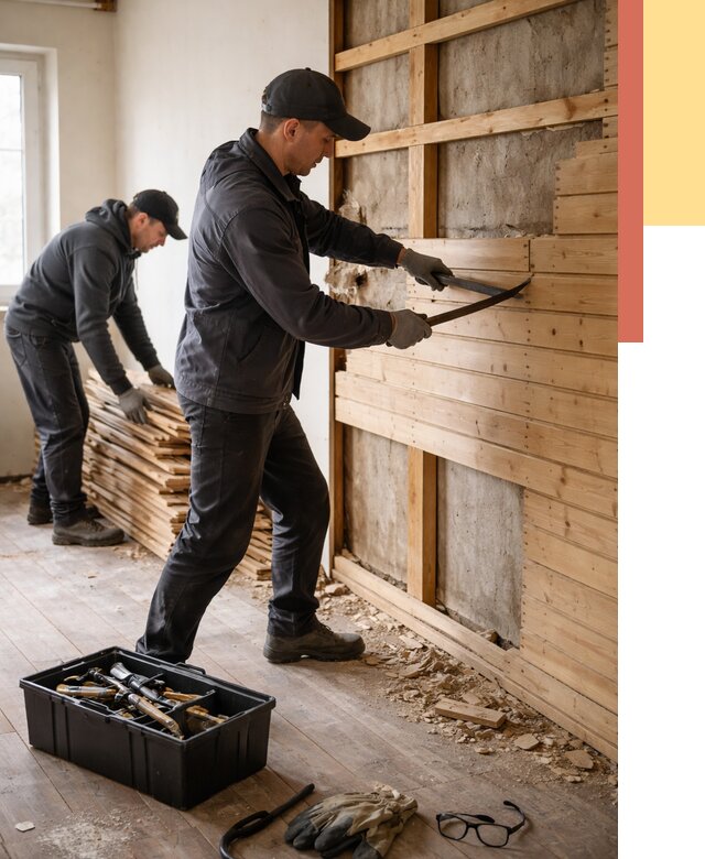 Демонтаж вагонки в Карасук от 3860 руб/м2 — быстро и недорого | ОТДЕЛОЧНИК-Кск