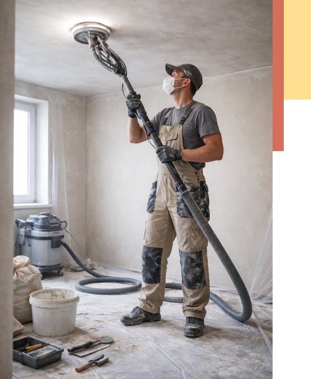 Шлифовка потолка в Карасук от 3555 руб. — услуги шлифования потолка | ОТДЕЛОЧНИК-Кск