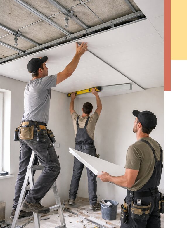 Монтаж потолка из ПВХ панелей в Карасук от 3555 руб./м2 — быстро и недорого | ОТДЕЛОЧНИК-Кск