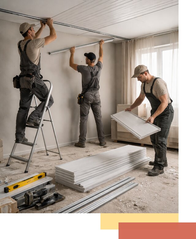 Монтаж потолка из ПВХ панелей в Карасук оперативно и качественно