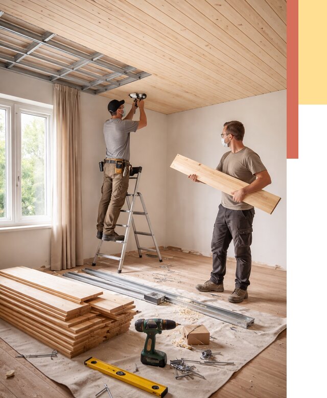 Монтаж потолка из вагонки в Карасук от 6602 руб. | Быстро и недорого — ОТДЕЛОЧНИК-Кск