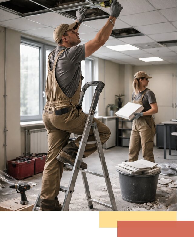 Ремонт потолка Армстронг и замена плит в Карасук