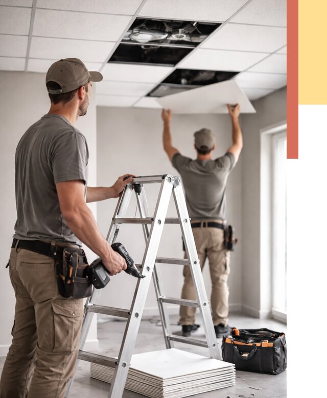 Обслуживание подвесного потолка в Карасук от 3555 руб. — быстро и недорого | ОТДЕЛОЧНИК-Кск