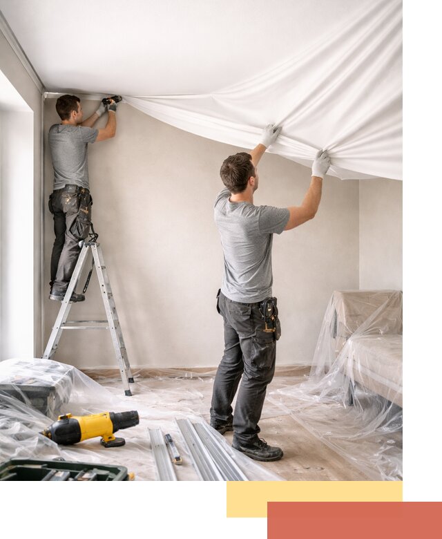 Монтаж тканевого натяжного потолка в Карасук недорого и быстро