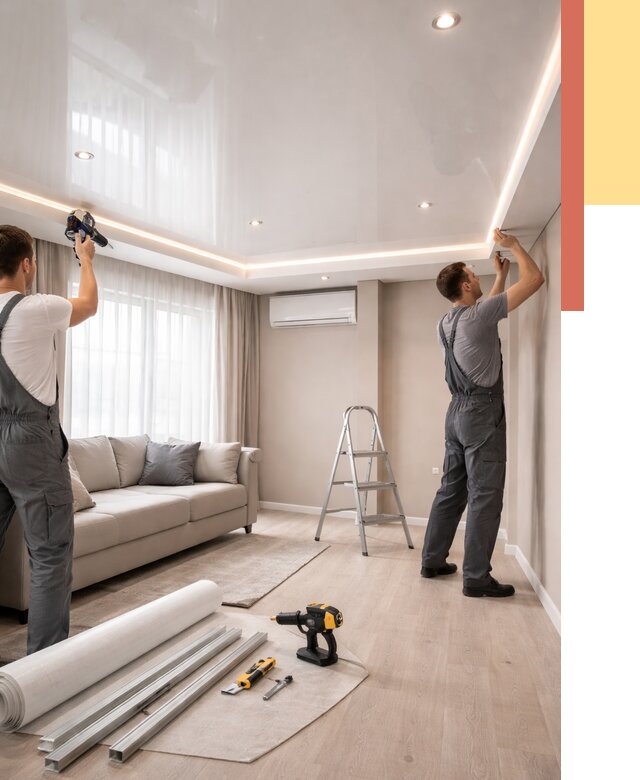 Монтаж глянцевого натяжного потолка в Карасук от 762 руб. под ключ | ОТДЕЛОЧНИК-Кск