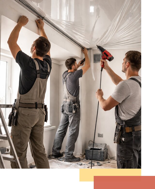 Монтаж глянцевого натяжного потолка в Карасук быстро и качественно