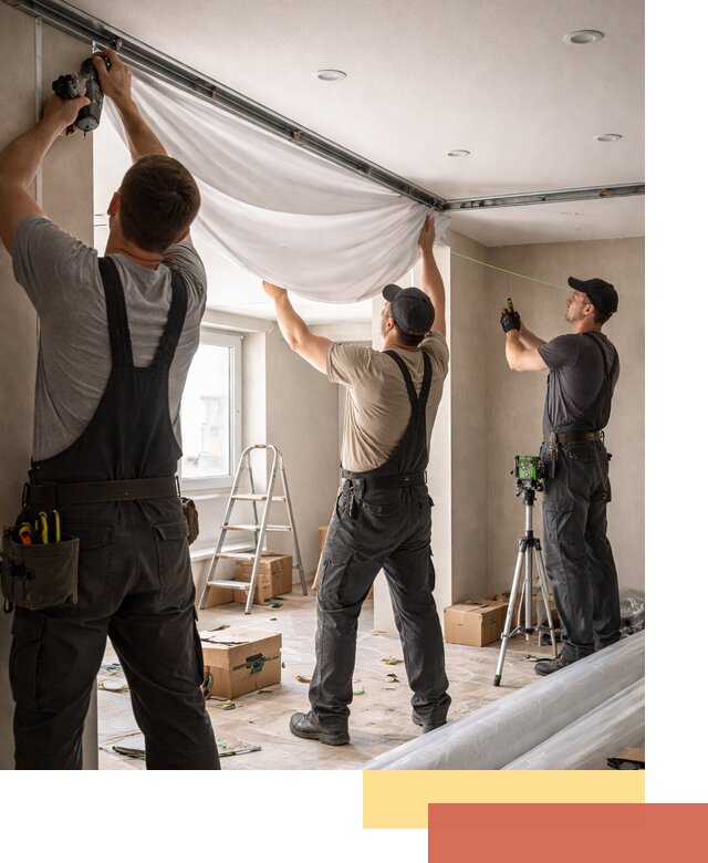 Монтаж парящего натяжного потолка под ключ в Карасук